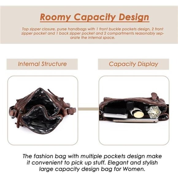 Crossbody Bags for Women PU Leather, Grey - Picture 3 of 7